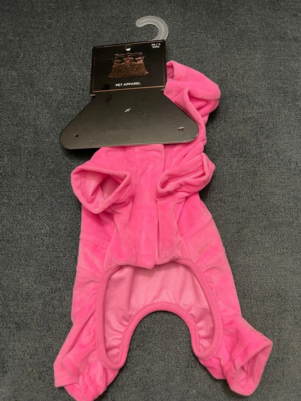Juicy Hot Pink velour Dog tracksuit with Rhinestone Hoodie XS